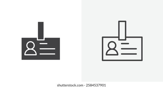 Id badge icons vectors illustrations in black fill and liner versions