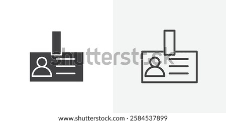 Id badge icons vectors illustrations in black fill and liner versions