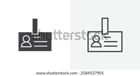 Id badge icons vectors illustrations in black fill and liner versions