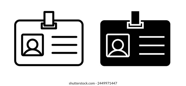 ID Badge and Security Pass Icons. Event Identification and VIP Admission Symbols.