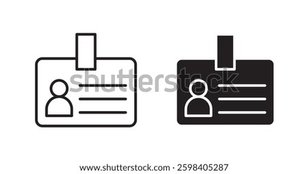 Id badge vector icon set in black color.