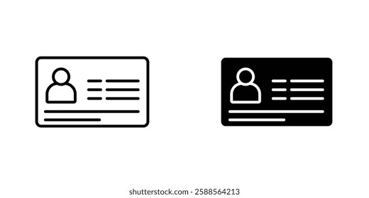 Id badge vectors icons set in filled and strokes on white background