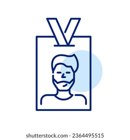 ID badge. Worker or student access. Picture of a bearded smiling man. Pixel perfect icon