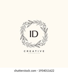 ID Beauty vector initial logo art, handwriting logo of initial signature, wedding, fashion, jewerly, boutique, floral and botanical with creative template for any company or business.