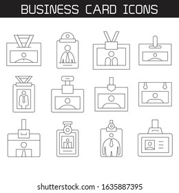 ID and business card icons thin line set