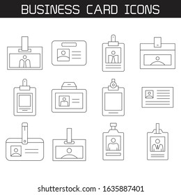 ID and business card icons thin line set