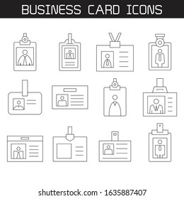 ID and business card icons thin line set