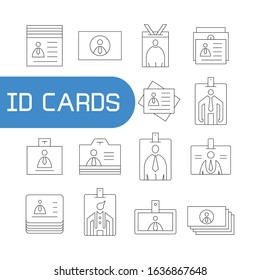 ID and business card icons thin line set