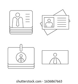 ID and business card icons thin line set