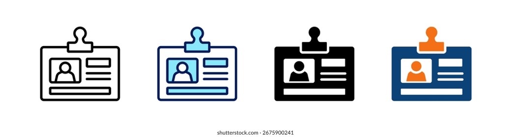 ID Card All In One Icon Multi Styles Vektor Set