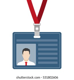 ID card, badge or access card with lanyard. Vector illustration.