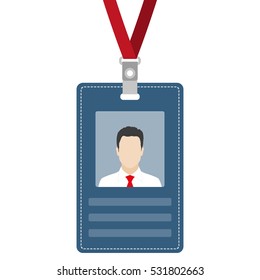 ID card, badge or access card with lanyard. Vector illustration.