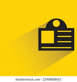 id card badge icon with shadow on yellow background