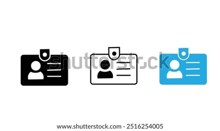 Id card badge icon vector isolated on white background. Identification card icon set.