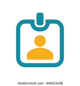 id card badge identification icon flat color on white background