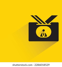 id card badge with shadow on yellow background