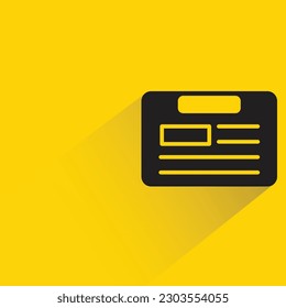 id card badge with shadow on yellow background