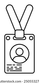 Insignia de tarjeta de identificación Ilustración vectorial de línea simple. Icono de contorno de tarjeta de Prensa.