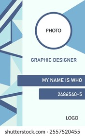 ID Card with beside style and various shape blue color