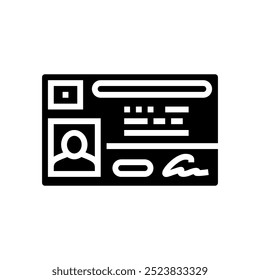 id card biometric glyph icon vector. id card biometric sign. isolated symbol illustration