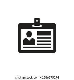 ID card black icon design. Identity document profile concept icon sign. Graphic design element. 