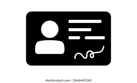 Id card, black isolated silhouette