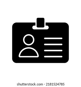 ID card black vector icon on white background