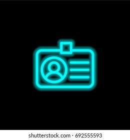 Id card blue glowing neon ui ux icon. Glowing sign logo vector