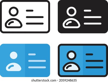 id card and business card icon set. icon set with outline, glyph, solid and flat style. can use for user interface icon or element graphic design