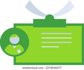 ID card business management icon with green outline style. identity, id, business, card, name, office, badge. Vector Illustration