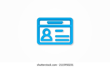 ID card, car drive licence, identity pass 3d realistic line icon. Vector top view illustration. color pictogram isolated on white background