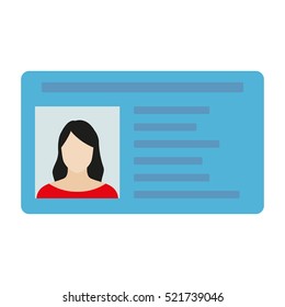 ID card or Car driver license. Vector illustration in flat style.