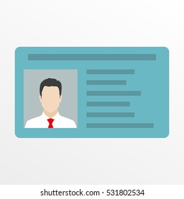 ID card, car driver license or access card. Vector illustration.