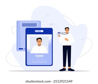 Ilustração do conceito do cartão de identificação. Adequado para landing page, ui, web, cartão de introdução do aplicativo, editorial, folheto e banner.