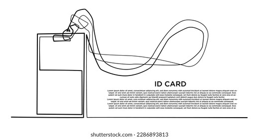 ID CARD continuous line. single line badge.simple line employee badge