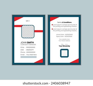 Id Card. Corporate business id card  template. Company employee id card template.