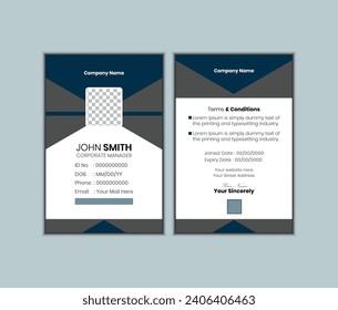 Id Card. Corporate business id card template. Company employee id card template.