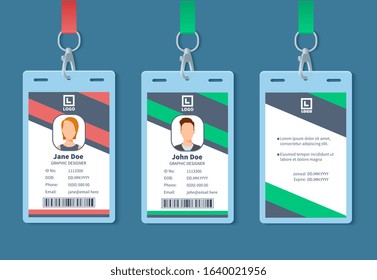 Id Card. Corporate Event Staff Badges, Identity Employee Name Label. Conference Membership Pass With Organization Design Vector Mockup