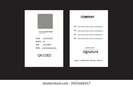 Id card. Corporate event staff badges, identity employee name label. Conference membership pass with organization design vector . Id pass badge for conference, card access illustration