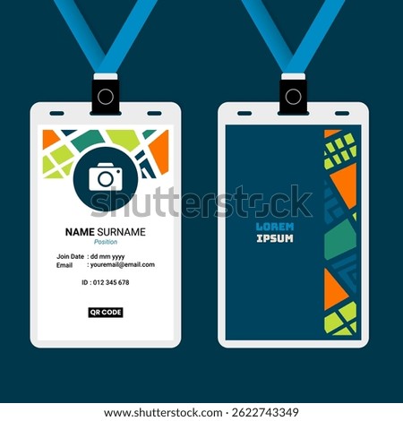 ID Card Design with Abstract Square Geometric Mosaic