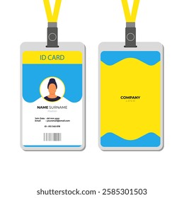 ID card design in flat style isolated on white background. ID card template design