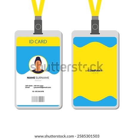 ID card design in flat style isolated on white background. ID card template design