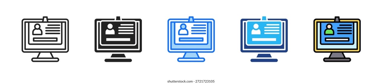 Id Card Design Icon Set Multiple Style Collection