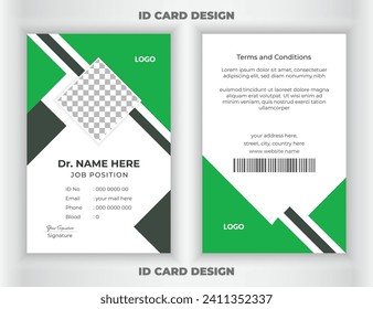 ID card design for medical identity. Medical style id card design. Doctor id card template for medical or hospital and healthcare vertical id card design.