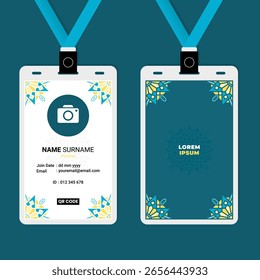 ID Card Design with Oriental Geometric Luxury Ornament Border on The Corner