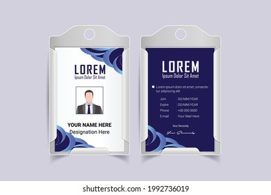 ID Card Design Template. corporate office Id card design. Employee ID. Vertical Double sided Business Identity Card Design. Flat style illustration. 