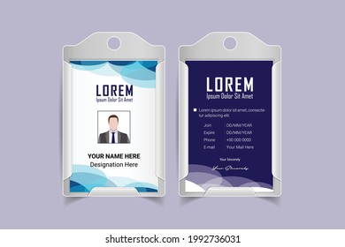 ID Card Design Template. corporate office Id card design. Employee ID. Vertical Double sided Business Identity Card Design. Flat style illustration. 