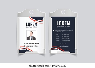 ID Card Design Template. corporate office Id card design. Employee ID. Vertical Double sided Business Identity Card Design. Flat style illustration. 