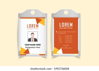ID Card Design Template. corporate office Id card design. Employee ID. Vertical Double sided Business Identity Card Design. Flat style illustration. 