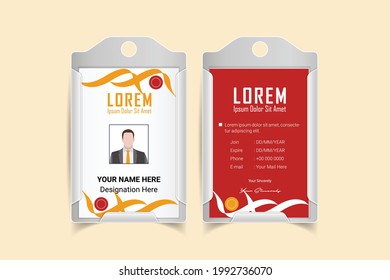ID Card Design Template. corporate office Id card design. Employee ID. Vertical Double sided Business Identity Card Design. Flat style illustration. 